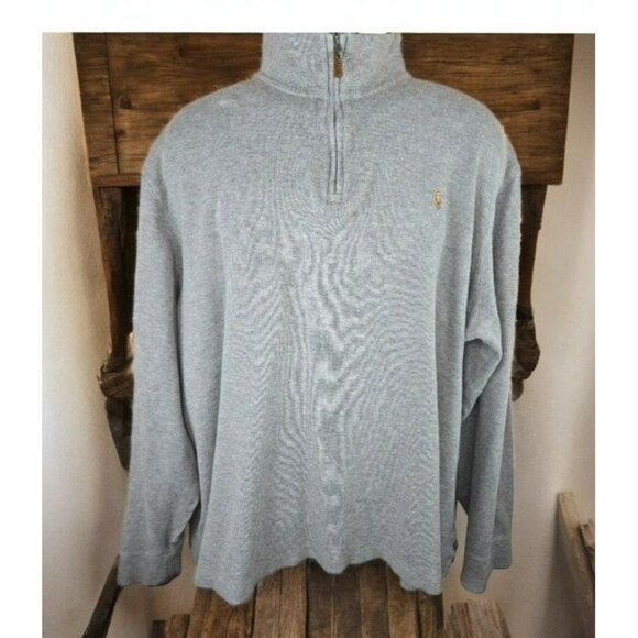 Polo Ralph Lauren Mens Estate Rib Half-Zip Sweater XL Gray - Picture 1 of 7